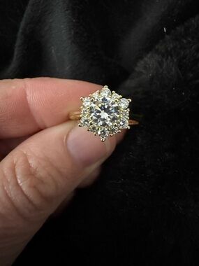 Fashion Jewelry Gold-Tone Halo Ring with Clear Stones